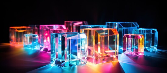 Abstract transparent rainbow cubes light background. AI generated image