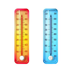 celsius and fahrenheit scale thermometer isolated on transparent background - obrazy, fototapety, plakaty
