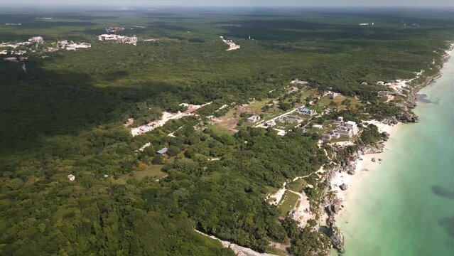 Tulum Maya ruin Mexico aerial footage travel destination 