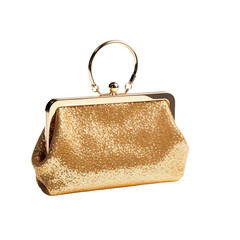Evening Golden Glitter clutch with Sparkles isolated on white transparent background PNG