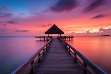 Fototapeta na wymiar Twilight Serenity: Sunset at the Pier