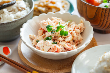 豆腐と明太子の炒め物