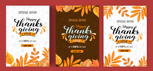Thanksgiving day banner background. Celebration quotation for card.vector illustration.Autumn season inscription.calligraphy of "Thanksgiving"
