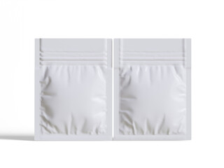 Packaging sachet white color realistic texture rendering 3D illustration
