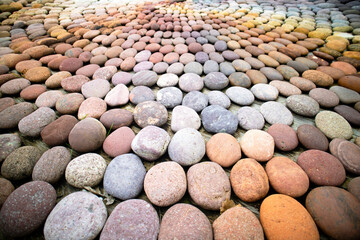 Photographic shot of a mosaic of multicolored stones