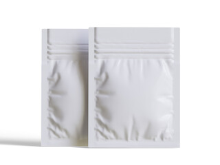 Packaging sachet white color realistic texture rendering 3D illustration