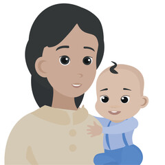 Mother with baby son. vector illustration. Flat design. 