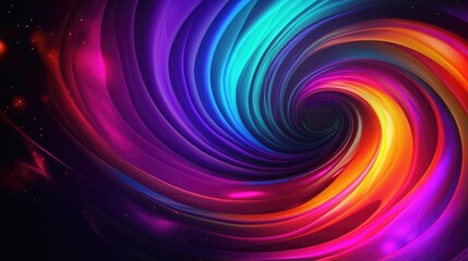 Obraz premium Neon light colorful swirl background. Abstract beautiful galaxy glow lights wallpaper. Bright multicolor spectrum glowing curvy lines Creative fantastic illustration. Futuristic energy concept.
