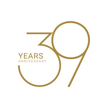 39 Years Anniversary Logo, 39th Golden Color, Vector Template Design element for birthday, invitation, wedding, jubilee and greeting card illustration.