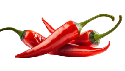Gordijnen Red hot chili peppers on transparent background © shabbir