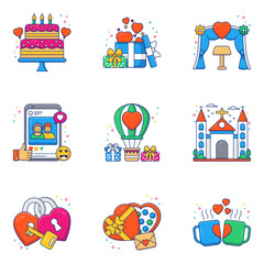 Pack of Love and Dating Flat Icons

