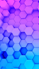3d abstract hexagon background with ultraviolet gradient color.