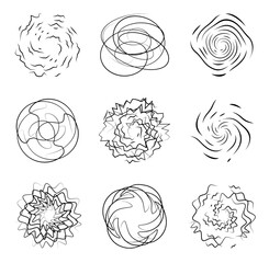 Abstract boom and swirl effect set logo design element silhouette