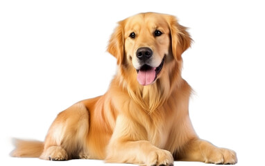 Portrait Cute Golden Retriever Dog with a Gentle Gaze is Sitting Isolated on Transparent Background PNG. - Powered by Adobe