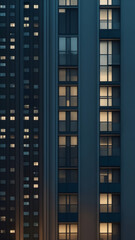 Fototapeta na wymiar Discover urban elegance in this image featuring tall buildings. A geometric window arrangement. The dense cityscape and modern architectural structure create a captivating composition. Generated Ai