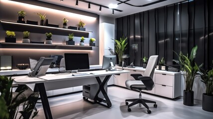 Fototapeta na wymiar Inspiring office interior design Modern style Office featuring Sleek design architecture. Generative AI AIG 31.