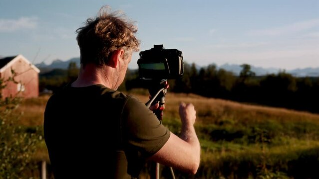 Filmmaker Alters Camera Elevation Using Tripod