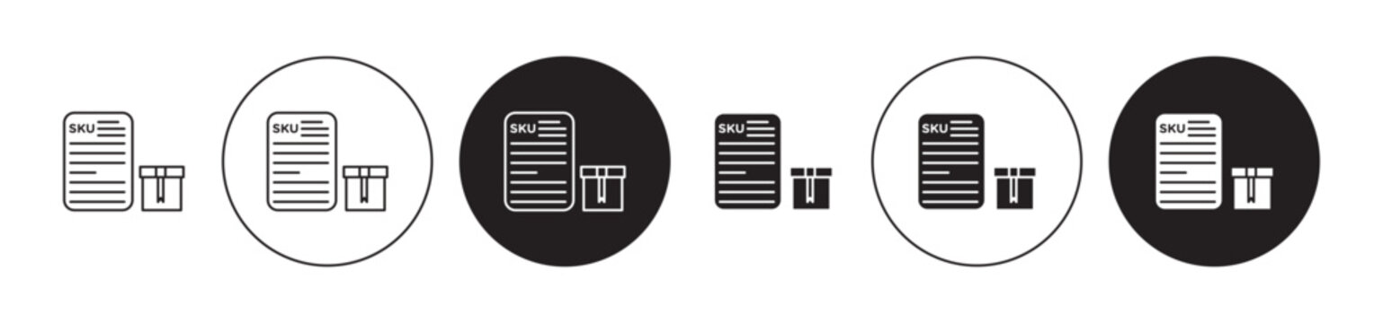 Sku description vector icon set. Warehouse inventory unit details vector symbol suitable for apps and websites ui designs.