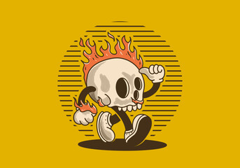 Mascot character illustration of burning skull