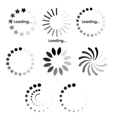 Fototapeta premium Loading icon set. Buffer loader or preloaded. Upload or download Collection of simple web download. 