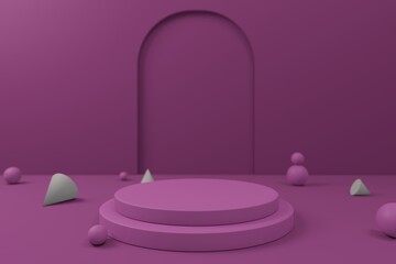 Product podium in pink room. Abstract modern vector rendering 3d shape for products display presentation