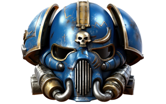 Celestial Battle Space Marine Helm Defender on a White or Clear Surface PNG Transparent Background