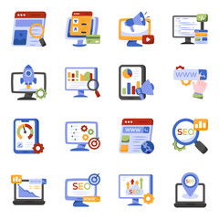 Pack of Seo Flat Icons 

