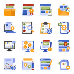 Pack of Seo Analysis Flat Icons 

