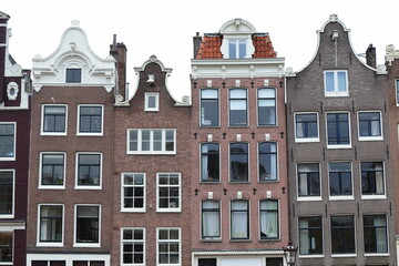 Amsterdam Singel Canal House Facades Close Up, Netherlands - Powered by Adobe