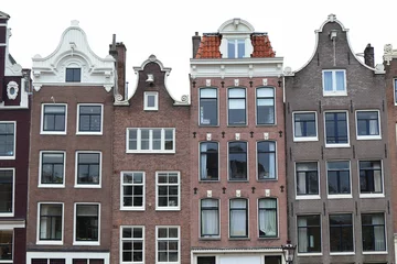 Crédence de cuisine en verre imprimé Amsterdam Amsterdam Singel Canal House Facades Close Up, Netherlands