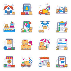 Pack of Logistic Flat Icons 

