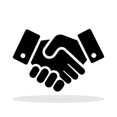 Handshake icon. Black silhouette of handshake. Concept of partnership