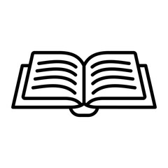 Book icon. Black linear book icon isolated on a white background. Education concept.