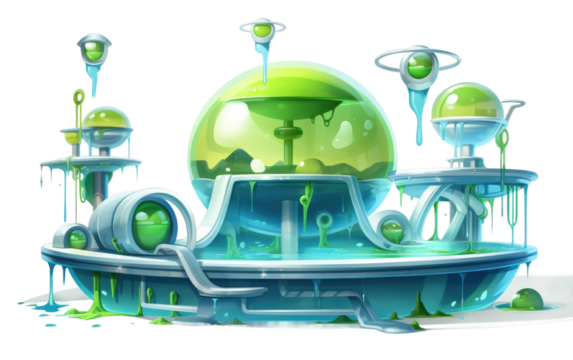 Slime Science Experiment Center on a White or Clear Surface PNG Transparent Background