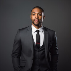 Dynamic Professionalism: Black Businessman in Suit for Leadership Branding and Motivational Content