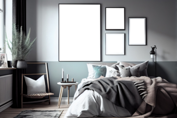 Wall art, poster, framed picture mockup in modern interior