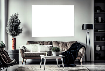 Wall art, poster, framed picture mockup in modern interior