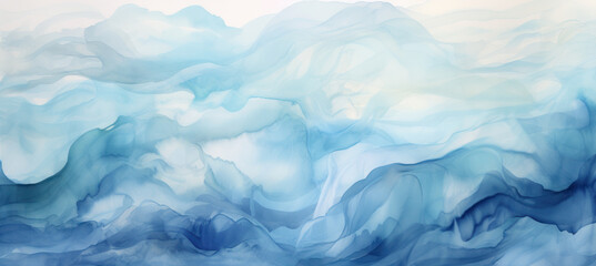 Detailed Blue Watercolor Background with Wave Motif