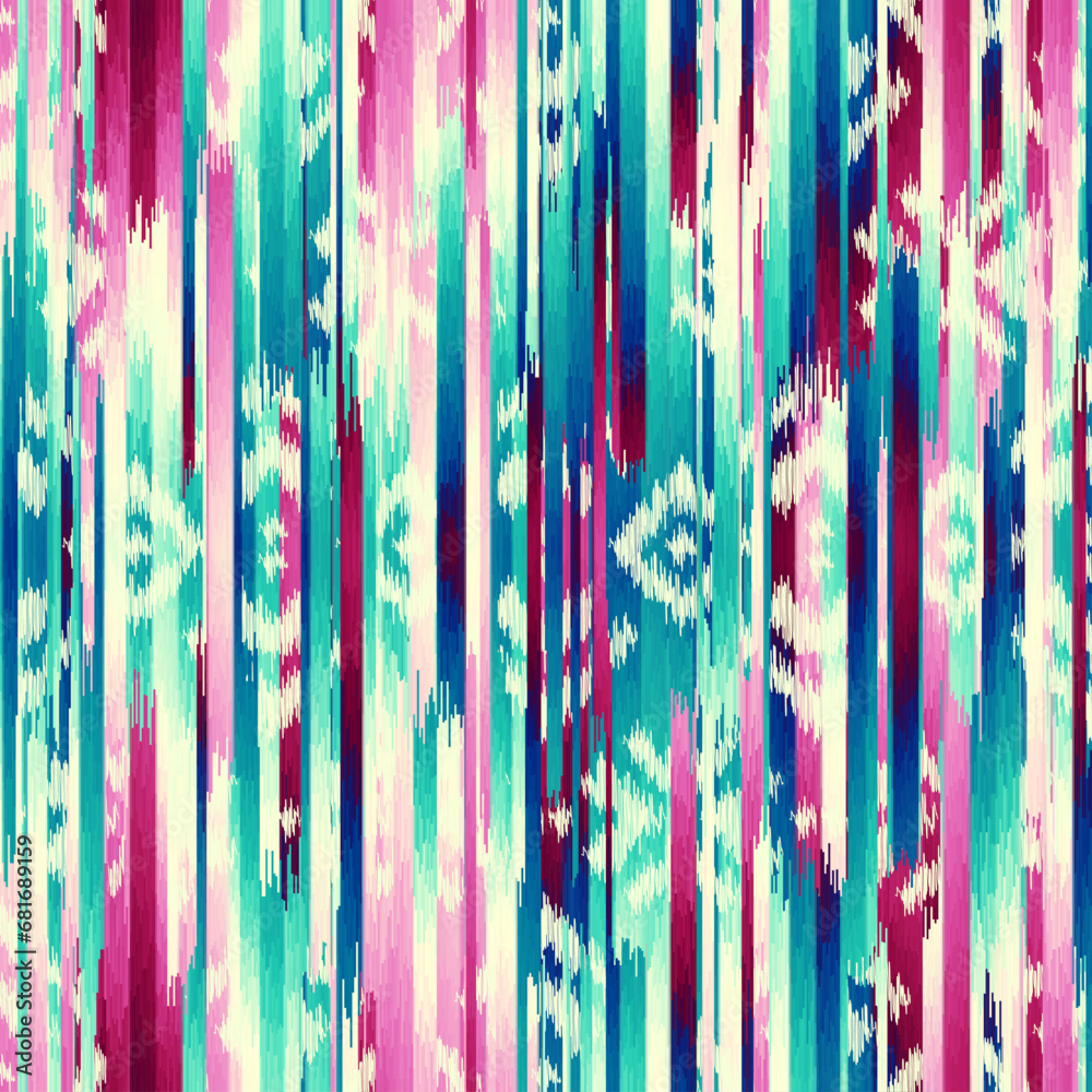 Poster Seamless striped pattern in Aztec style. Folk embroidery.. Aztec ikat style. Seamless vector image. Thin lines
