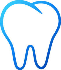 Blue outline gradient tooth vector icon - obrazy, fototapety, plakaty