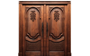 Perfect Blend of Style Tropical Teak Door on a White or Clear Surface PNG Transparent Background