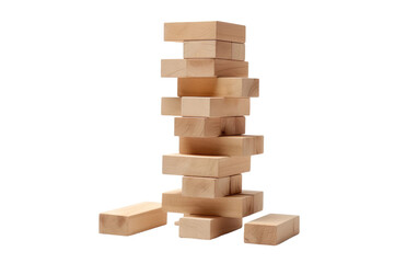 Building Fun Tumbling Tower Blocks Excitement on a White or Clear Surface PNG Transparent Background