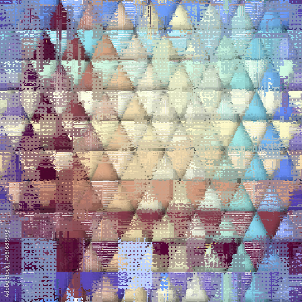 Poster Vector image with imitation of grunge datamoshing texture. Retro risograph texture.