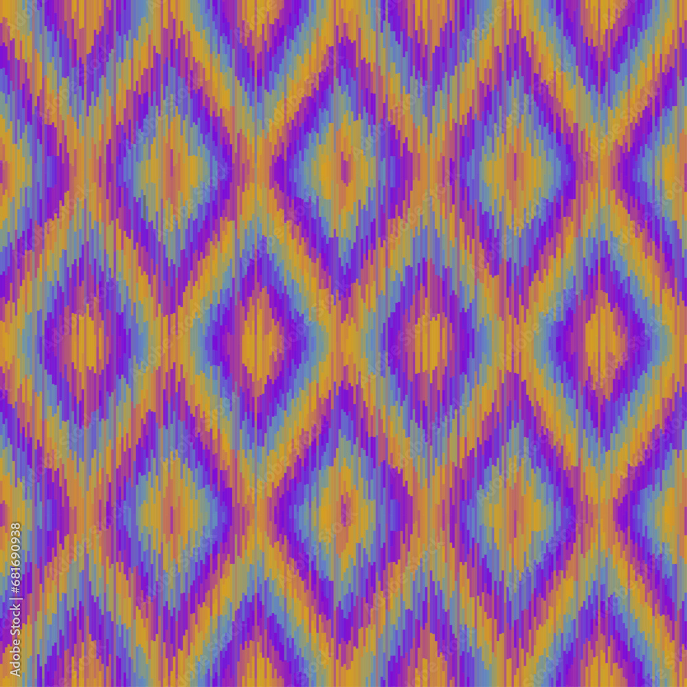 Poster Seamless striped pattern in Aztec style. Folk embroidery.. Aztec ikat style. Seamless vector image. Thin lines