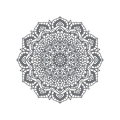 Beautiful floral black and white mandala design, creative ornamental decorative element in circle shape.