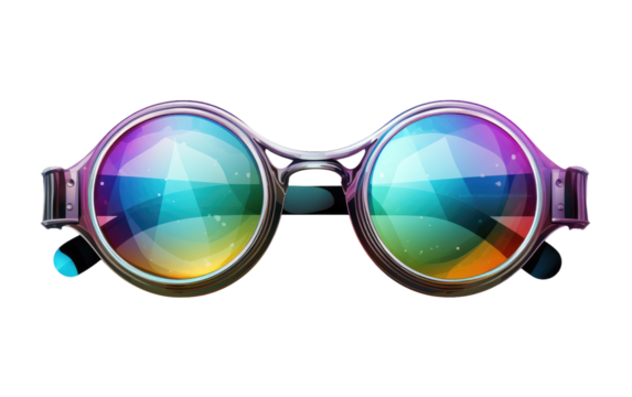 Explore Clarity with VividSpecra Glasses on a White or Clear Surface PNG Transparent Background