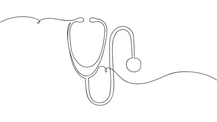 Continuous line drawing of stethoscope.Vector illustration