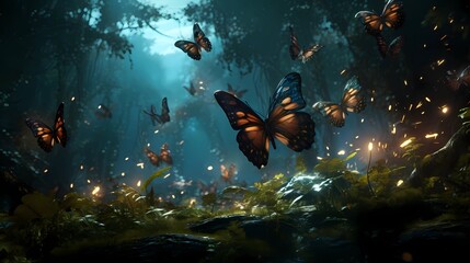 Schmetterlinge in einem verwunschenem Wald.