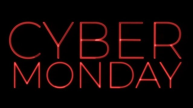 Cyber Monday text effect with orange neon sign, video stock