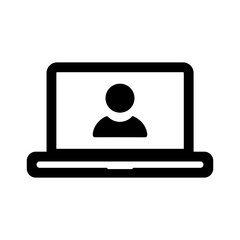 Laptop icon. Black notebook icon in flat style. Computer symbol